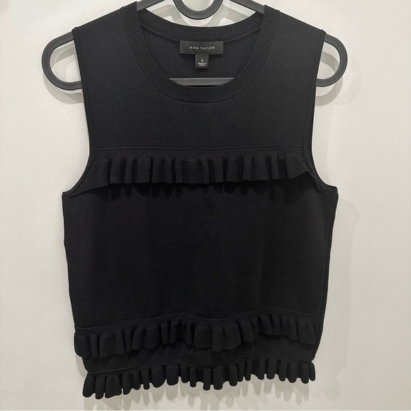 Ann Taylor Ruffle Knit Black Top - Picture 7 of 11